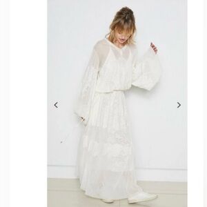 We are HAH hot as hell royal highness long lace maxi dress white sz M / L BNWT